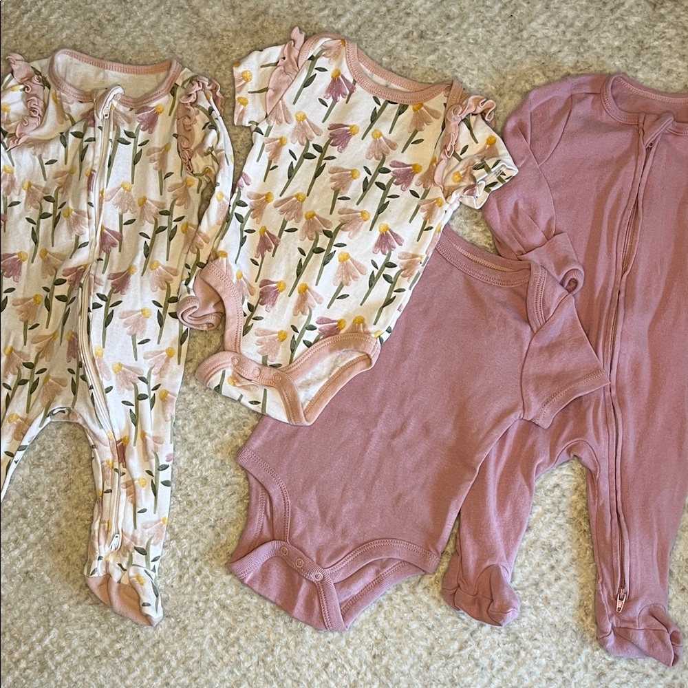 Baby Floral & Purple Footed Sleepers and Bodysuits